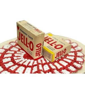 Vintage Jell-O Boxes, Unopened Strawberry & Lemon 3oz General Foods, Pre-Barcode